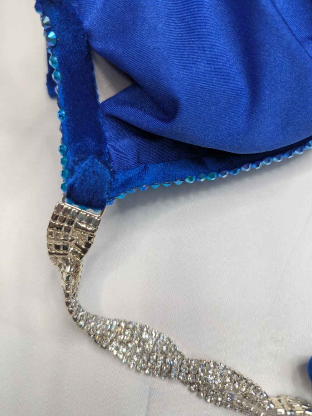 Royal Blue Rhinestone Competition Bikini Rave Bra Top - Picture 14 of 17